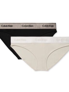 Calvin Klein Women's 2-Pk. XSModern Cotton Bikini Underwear QF8286 BLACK/COCOON